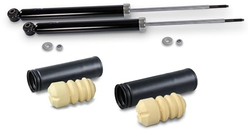 BESTPRICE 2x Gasdruck Stoßdämpfer hinten, für PKW mit Standardfahrwerk, 1x Staubschutzsatz hinten Kompatibel mit BMW 3er (E46) Cabriolet (E46) Compact (E46) Coupe (E46) Touring (E46)