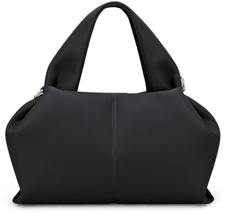 JQWYGB Cloud Pouch Bag Dumpling Clutch Purse Handbag Leather Tote Shoulder Bag Retro Crossbody Bag with Removable Strap, Schwarz, Large
