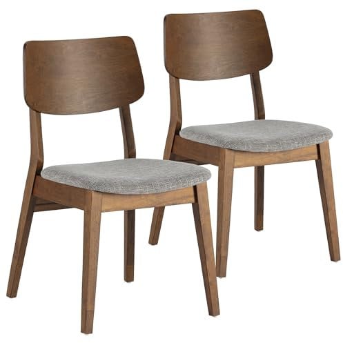 HOMN LIVING Pack 2 sillas Susi Color Nogal, Madera Maciza, 49 cm (Ancho) 52 cm (Profundo) 82 cm (Alto)