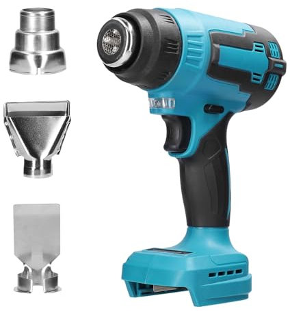 Décapeur Thermique, Pistolet à Air Chaud pour batterie Makita 18v, avec réducteur, jet large, buse réflectrice, température jusqu'à 550°C, éclairage LED, Pistolet Thermique pour Retrait Thermiquement