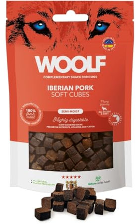 Woolf Soft Cubes – Ergänzende Snacks für Hunde Halbfeuchte und glutenfreie Hundeleckerli mit natürlichen Inhaltsstoffen Mono-Protein-Formel Für Hunde und Welpen geeignet (Iberisches Schweinefleisch
