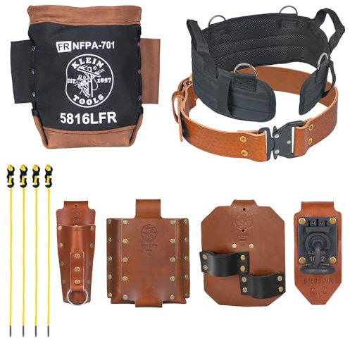 Klein Tools 5800IWBL Ironworker Tool Holder Belt System, 8-Piece Set, Quick-Release Belt, Bolt Bag, Holders, Tension Straps, Pro-Pad, Large