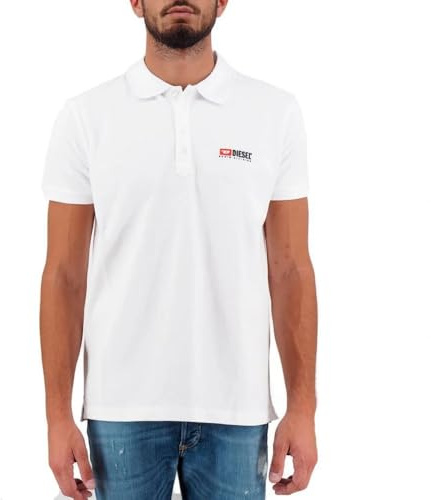 Diesel - Herren Kurzarm Logo Polo Shirt T-Shirt Weiß - T-Weet-Split, Größe:L