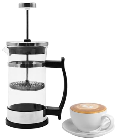 Uooker 2 Cup Cafetiere Coffee Press, French Coffee Maker,Heat Resistant Borosilicate Glass,Coffee Pot Teapot for Filter Coffee, Loose Tea and Milk Froth with Stainless Steel Filter(350ml/12 oz)