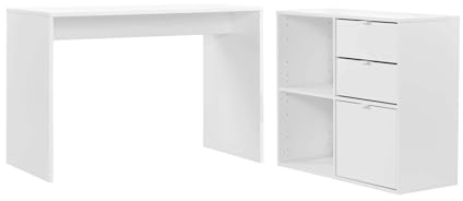 mokebo Schreibtisch klein in Weiß mit Schubladen & Fächern 'Der Produktive', auch als Computertisch oder Arbeitstisch im Büro, Kinderschreibtisch oder Gaming Tisch 112x77x54 (B/H/T in cm)