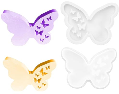 Quixotical 2 PCS Butterfly Silicone Moulds, 3D Butterfly Baking Mold, DIY Cake Decorating and Casting Moulds for Chocolate, Fondant, Resin (12x9cm)