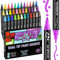 Feutre Acrylique Double Pointe, 36 Pcs Acrylic Paint Marker Pointe Ronde et Fine, Marqueurs Acryliques 36 Couleurs Stylo Peinture, pour Peinture des Rochers, Céramique Tissu Papier Verre Plastique