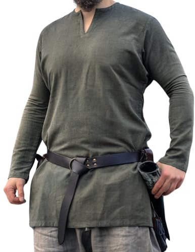 Leonardo Carbone® Wikinger Leinentunika Ragnar - Mittelalter Kleidung, Leinenhemd Herren, Freizeithemden Langarm, Karneval Kostüm Herren, Wikinger Tunika, LARP-Kleidung - 100% Leinen