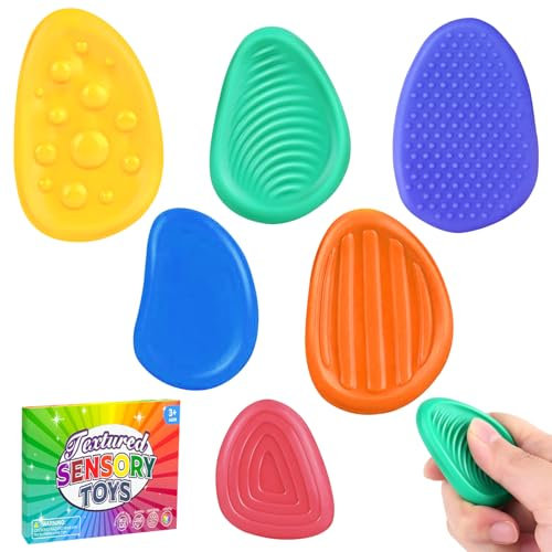 Fidget Toys Sensory Stones,6 Stück Sensorik Spielzeug,Sensorisches Spielzeug,Anti Stress Kinder,Fidget Toys für Erwachsene Kinder ADHS und Autismus