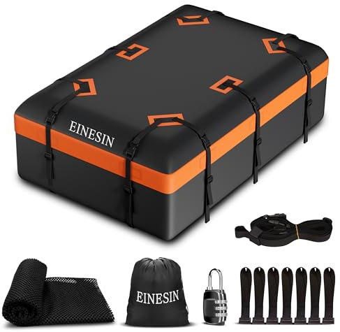 Einesin Dachbox Auto, Dachgepäckträger Tasche, Faltbare Dachkoffer, mit Anti-Rutsch-Matte und Gepäckschloss, für Fahrzeuge mit/ohne Gepäckträger Gepäcktransport, Vans, SUVs (132x100x43cm)