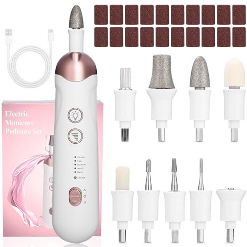 Ponceuse Ongle,Ponceuse pour Ongles avec 9 Embouts,Lime a Ongle Electrique,Ponceuse pour ongles professionnel pour Anti Callosités,Set de Manucure Pedicure Electrique pour Le Soin Mains et Pieds