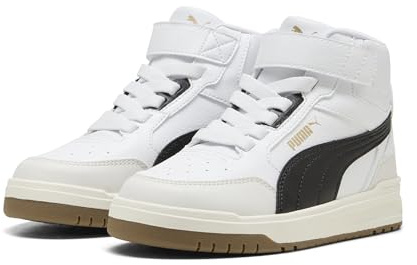 PUMA Shuffle Downtown MID AC+ PS Sneaker, White Black-Vapor Gray, 31 EU