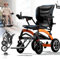Ultralight Portable Folding Power Wheelchair for Adults and Seniors, 10AH Battery for 20km, All Terrain Power Wheelchair, Aviation Approved, Adjustable Leg Height - Sandblasted Black/Orange (Orange)