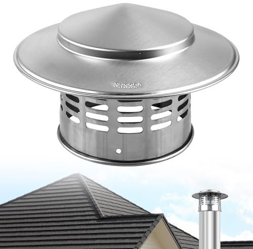 Kamin Schornstein Abdeckung, 110 mm Schornsteinabdeckung, Regenhaube Schornstein, Kaminhaube, Kaminhut, Kaminabdeckung, Schornsteinaufsatz Edelstahl Kaminaufsatz für Kaminrohr Rauchrohr Schornstein