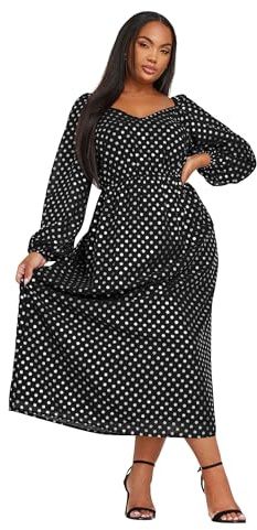 Yours Curve Silver Polka Dot Chiffon Maxi Dress - Women's - Plus Size Curve