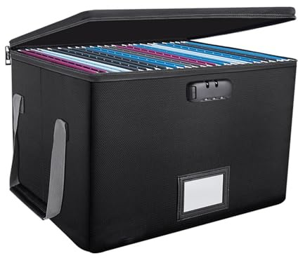 Fireproof File Box | Fireproof Box Waterproof Safe Box with Lock - Fireproof Document Bag Storage Box with Handle Sealed Filing Cabinet Organizer for Jewelry Cash File
