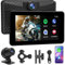WODHMIEY Pantalla Carplay Moto 5'' Impermeable IPX8, Navegador GPS con Carplay y Android Auto, Bluetooth 5.0, Cámara Frontal y Trasera 1080P para Moto