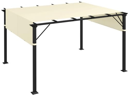 Outsunny Copertura per Pergola Gazebo da 3x3 m, Telo per Gazebo in Poliestere 180g/㎡ con Tasche e Cinghie per Aste, UV30+, SOLO Copertura, 488x122 cm, Bianco Crema