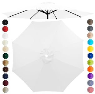 Chinimon Replacement Parasol Canopy 2m/2.5m/2.7m/3m/3.5m, 6/8 Arms Parasol Replacement Cover, Garden Parasol Replacement Canopy for Garden Umbrella Yard Beach (Pure White, 2.7m/8-Ribs)