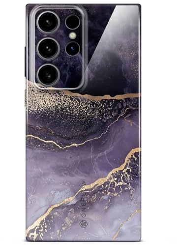 ONEFLOW Bliss Cover für Samsung Galaxy S24 Ultra Hülle in Marmor Optik, Designer Case Handy Schutzhülle mit Kameraschutz, Muster Hardcase Glitzer Handyhülle marmoriert, Lila Gold