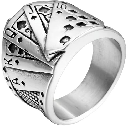 Jpltlvy Titan Stahl Street Rock Ring Poker Thema Industrial Band Edgy Herren Schmuck Unisex Urban Style Accessoire Geschenk
