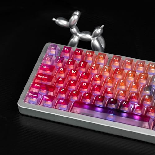 mintcaps Clear Keyboard Keycaps - 128keys Purple Blue Transparent Keycap Shine Through Cherry Profile Key Cap Set for Cherry Gateron MX Mechanical Keyboard