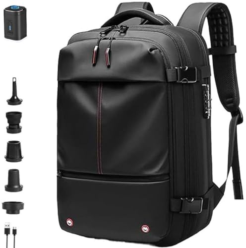 FAFAKO Mochila De Viaje Al Vacío, Expandible con Bomba Eléctrica, De Gran Capacidad(Noir,Air Pump)