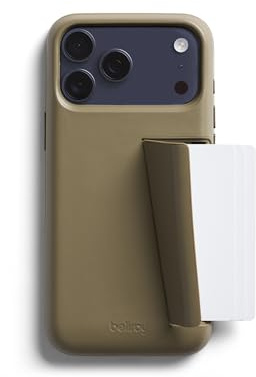 Bellroy Phone Case – 3 Card für iPhone 17 Pro Max (Leder-iPhone-Hülle, Handy-Geldbörse) - Khaki