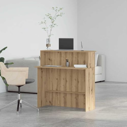 Hommdiy Empfangstheke Artisan-Eiche 100x50x103,5 cm Empfangstresen Kassentheke Empfangstisch für Büro,Salons Holzwerkstoff