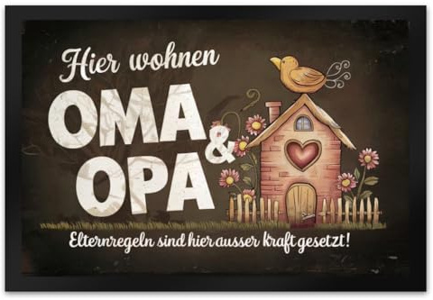 speecheese Elternregeln sind Hier außer Kraft gesetzt! Fußmatte XL in 40x60 cm OMA und Opa lustiger Spruch-Fußabtreter für humorvolle Großeltern