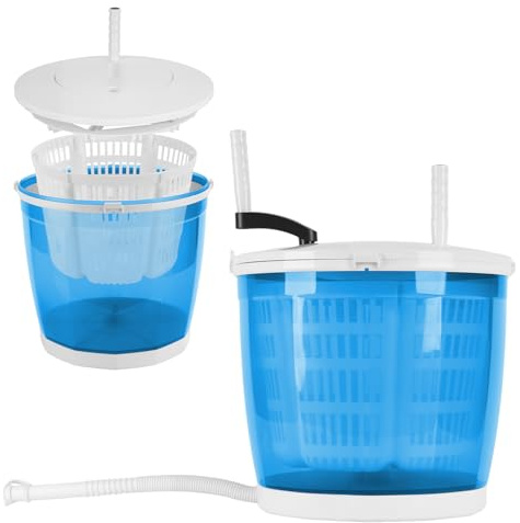 2-in-1 Manual Washing Machine, Portable Hand Crank Mini Washer, Non-Electric Laundry Machine with Spin Dry Function, Compact Lightweight Washer for Camping Travel Dorm Use