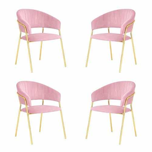 OKAFFAREFATTO MADDALONI Sedie da sala da pranzo set da 4 Aurelia con schienale in velluto rosa