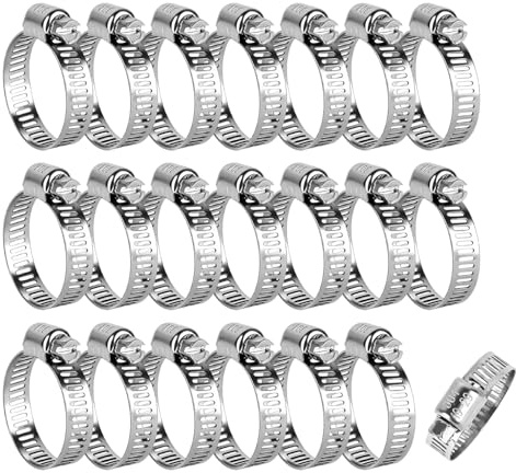 Set Da 20 Fascette Stringitubo Regolabili 19-29 Mm | Fascette a Vite in Acciaio Inox 304, Set Di Clip E Fascette per Tubi per Giardino, Piscina, Tubi Del Gas Domestici