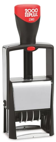 2000 PLUS 4-In-1 Message Date Stamp, ENTERED, FAXED, RECEIVED, PAID, Self-Inking, 1-3/4 x 1-1/8 impression, Red and Blue Ink (011035)
