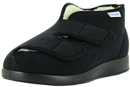 VAROMED Genua Winter Gesundheitsschuhe Damen & Herren Schwarz I Gr. 48 I Warm gefütterte orthopädische Schuhe für geschwollene Füße I Wechselfußbett I Made in Germany