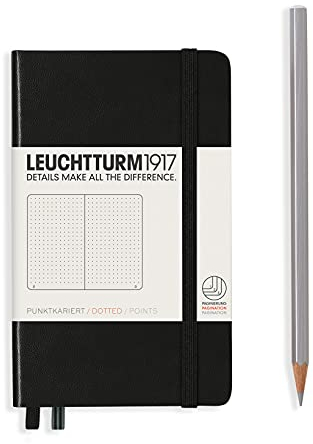 LEUCHTTURM1917 333915 Notizbuch Pocket (A6), Hardcover, dotted, schwarz