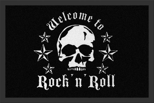 empireposter Skull - Rock & Roll - Fussmatte, Größe: 60 x 40 cm, Material Polypropylen