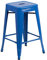 Flash Furniture Handelsübliche Qualität, 61 cm hoch, rückenfrei, Metall, für drinnen und draußen, Thekenhöhe mit quadratischem Sitz, verzinkter Stahl, Kunststoff, Blau, 4 Stück