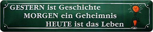 Gestern ist Geschichte Heute ist Leben Straßenschild Blechschild 46x10 cm STR83