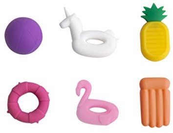 Winkee - Pool Glasmarker | 6 Coole Glasmarkierer | Glasanhänger für Gläser | Einfaches Gläser markieren | Party Wine Glass Marker | Originelles Geschenk für Party, Weihnachten, Geburtstag, Ostern