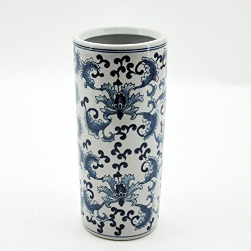 INM Portaombrelli in ceramica floreale blu bianco stile cinese