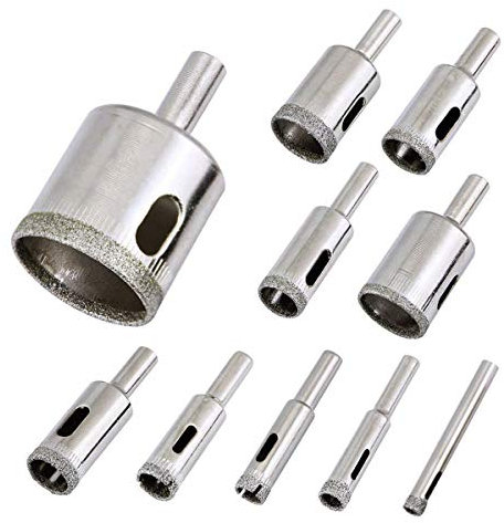 Diamond Drill Bits, LepoHome 10 PCS Hollow Core Drill Bit Set for Ceramic, Glass, Porcelain Tile Diamond Hole Saw Tile Set Glass Drill Bit, 1/4 to 1-1/5 Inch