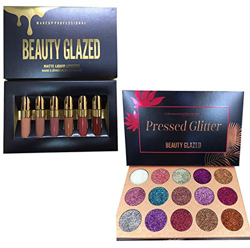 BEAUTY GLAZED palette di ombretti matte opachi e lucidalabbra lucidi, lucidalabbra liquido, impermeabile, a lunga durata, make-up set