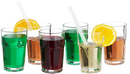 Relaxdays Trinkgläser 6er Set, 300ml, Gastro, Gläserset für den Haushalt, spülmaschinenfest, Cocktailgläser, transparent, Klar