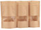 Dproptel 50 Pack Reusable Ziplock Grip Standable Seal Bags Waterproof Brown Kraft Paper Stand Up Pouch with Transparent Window Food Storage Pouches Packing Bag (9X14CM)