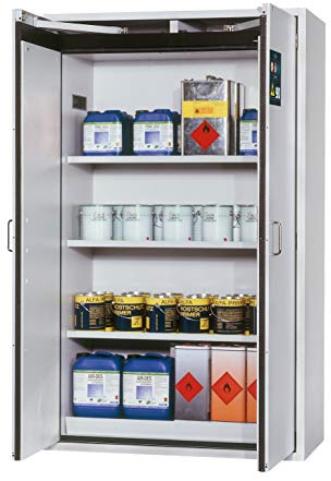 ASECOS Sicherheitsschrank S90 RAL 7035 3FB1LB1BW (St.bl.) zur Lagerung von entzündbaren Gefahrstoffen in Arbeitsräumen