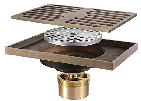 FCS Bathroom Duschrinne Messing Ablaufrinne, Bodenablauf dusche Duschablauf sehr flach Duschabfluss Duschablaufrinne Duschrinn, 140x90mmm