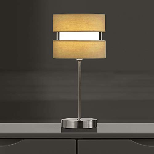 K LIVING Chrome Table Lamp with Layer Fabric Shade Yellow Ochre