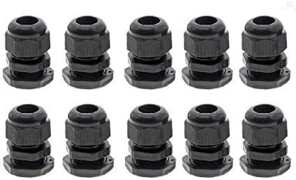 K M Electronics® 10 X 25MM M25 Nylon Cable Gland Glands Compression FIT IP68 Rated Black