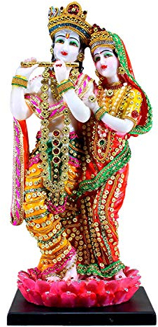 ESPLANADE Radha Krishna Kishan stehend auf einem Lotus Murti Idol Statue Skulptur (40,6 cm)